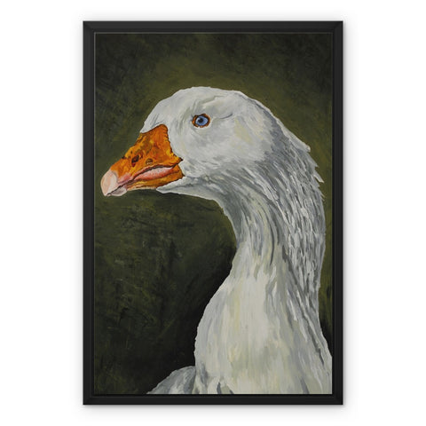Thoughtful Goose Framed Canvas