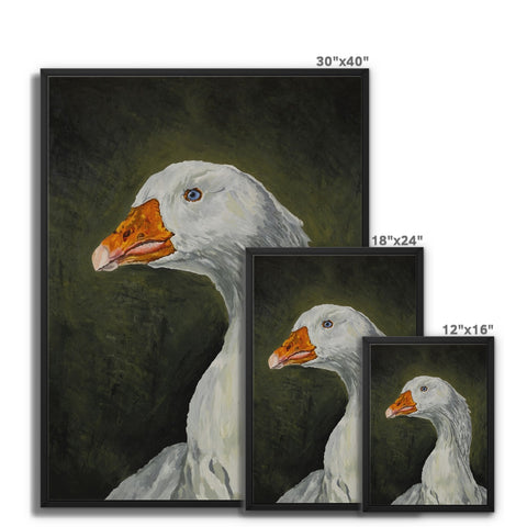 Thoughtful Goose Framed Canvas