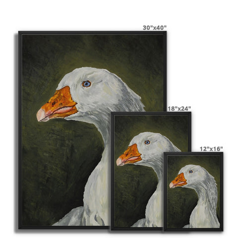 Thoughtful Goose Framed Canvas