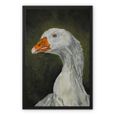 Thoughtful Goose Framed Canvas